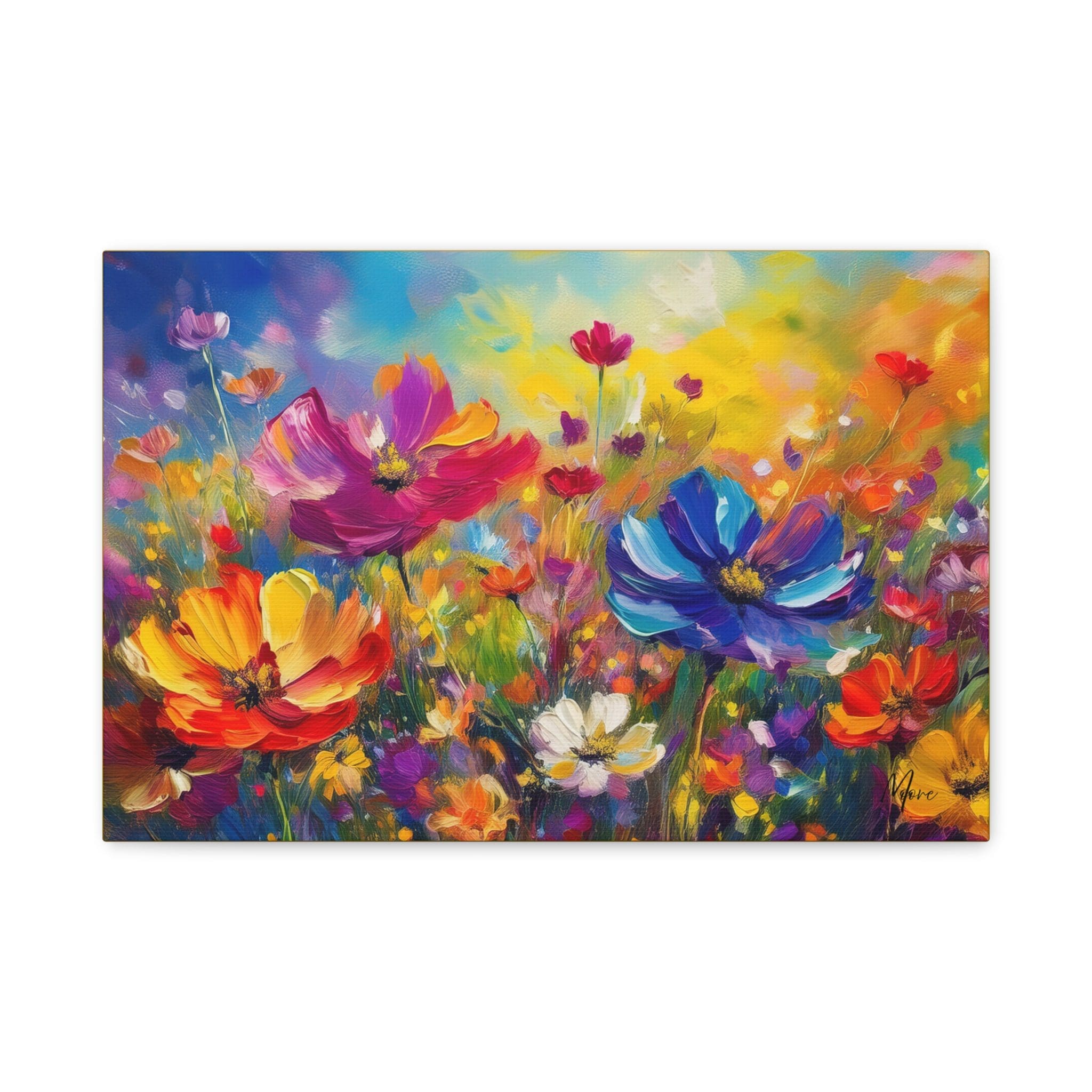“Canvas wall art showcasing a vibrant field filled with colorful blooming flowers—perfect for brightening living rooms, bedrooms, or garden-inspired interiors”