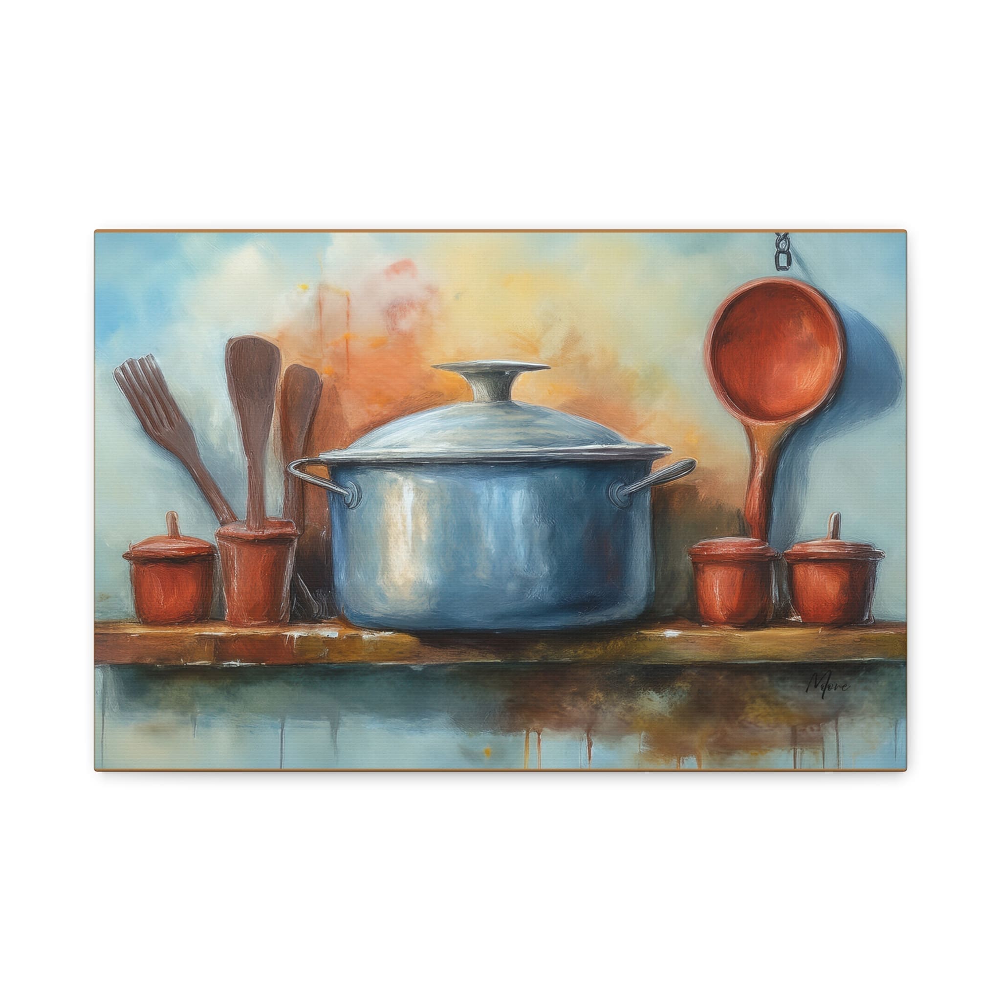 “Canvas print featuring the phrase ‘Let’s Eat’ in stylish typography—ideal wall décor for kitchens, dining rooms, or casual eating areas”