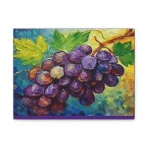 Canvas print featuring a cluster of ripe, vibrant grapes—ideal wall décor for kitchens, dining rooms, wine cellars, or vineyard-inspired interiors
