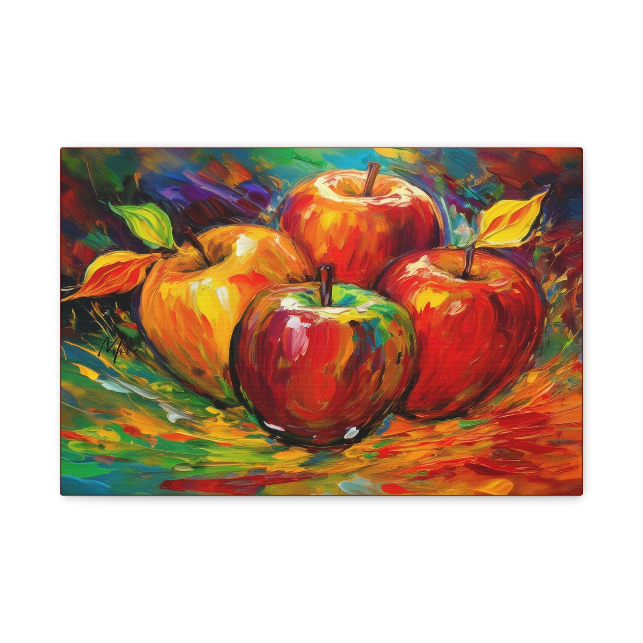 Canvas print showcasing a vibrant burst of colorful apples—perfect wall art for kitchen, dining room, or fruit-themed home décor