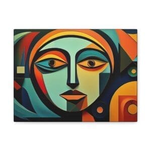 Abstract canvas print featuring a stylized face composed of expressive lines and bold shapes—modern wall art for minimalist, artistic, or contemporary interiors”
