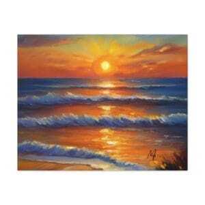 Canvas wall art Sunset Sunshine featuring a glowing sunset with warm orange and yellow tones—peaceful and radiant décor for living room or bedroom”
