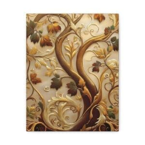 Modern canvas art featuring abstract leaves with gold accents on a neutral background—elegant wall décor for contemporary, botanical, or luxury-inspired interiors”