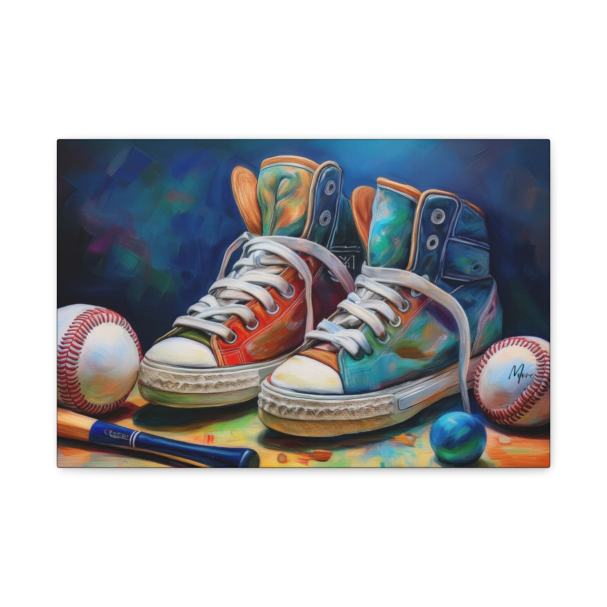 Canvas wall art featuring a pair of stylish sneakers in a bold, modern design—trendy décor for sneaker lovers, teens, or urban-inspired interiors”